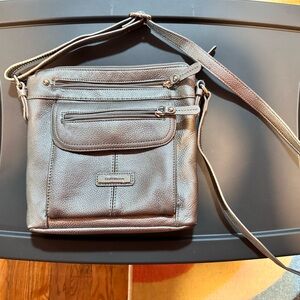 Croft & Barrow metallic silver chrome Crossbody Bag shoulder purse